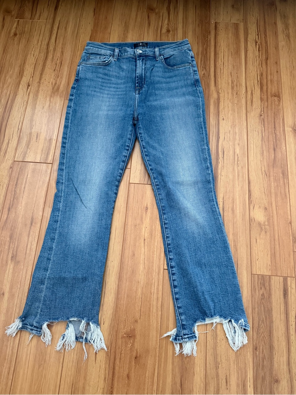 7 for All Mankind High Waist Slim Kick Fringed Denim